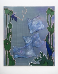 JB 2018 Privacy through a Mosquito Net Acryl Oel Oelstift und Spruehlack auf Leinwand 220x191
