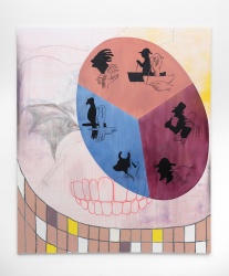 JB 2018 Wenn es zu Boden faellt und zerbricht ist es ein Ei Acryl Oel Oelstift Spruehlack und Kohle auf Leinwand 220x191